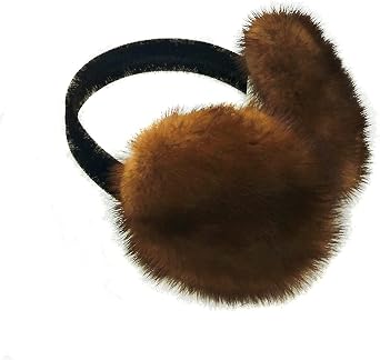 Hima Mink Fur Earmuffs Light Brown Pastel Made in USA