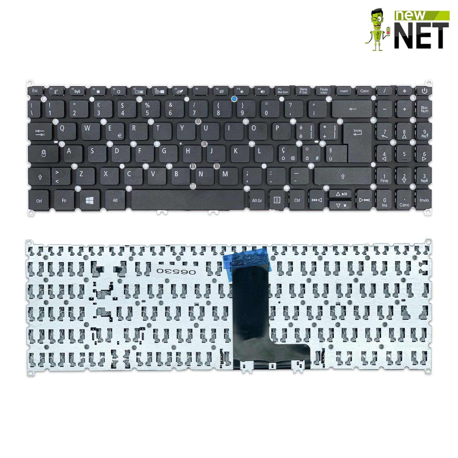 new net Keyboards - Tastiera Compatibile con Notebook Acer Extensa EX215-21 EX215-52G EX215-22 EX215-51 EX215-51G EX215-53 EX215-31 EX215-53G EX215-52[ Layout ITA - Senza Frame ]