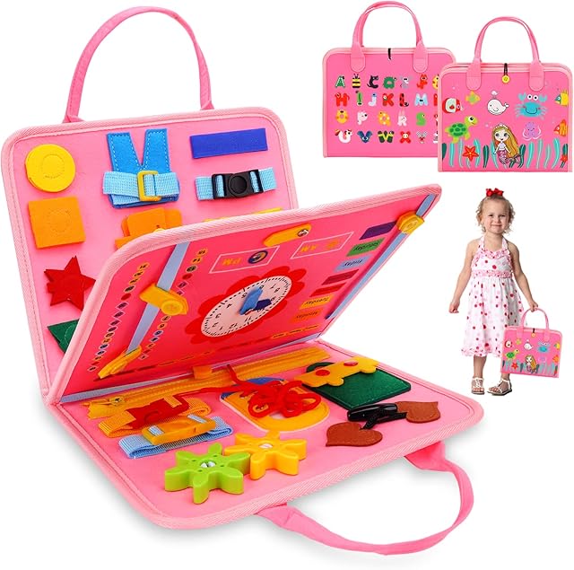 Fullove Toddler Busy Board Montessori Sensory Toys for Kids Boys Girls Motor Skill Toy - Preschool Toy