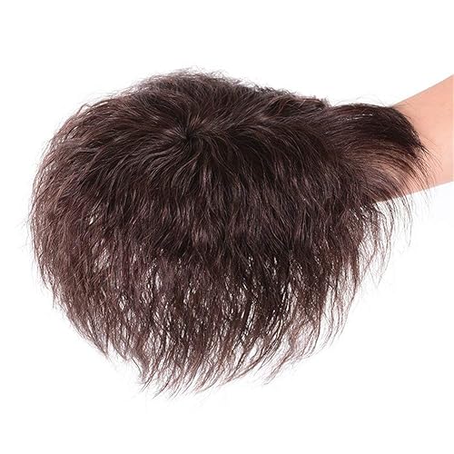 Miniatura 6 de LXUE Peluca de repuesto de cabello humano natural rizado con clip para mujer, color negro hueso, 2.8 x 3.9 in