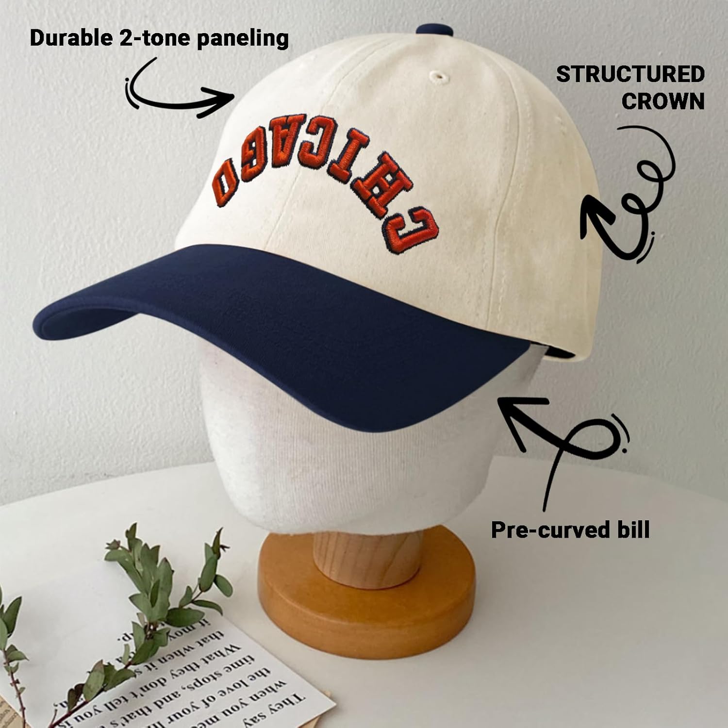 3D Embroidered Upside Down City Baseball Hat ,Adjustable Football Hat for Men Women Game Day Apparel Gifts - Image 2
