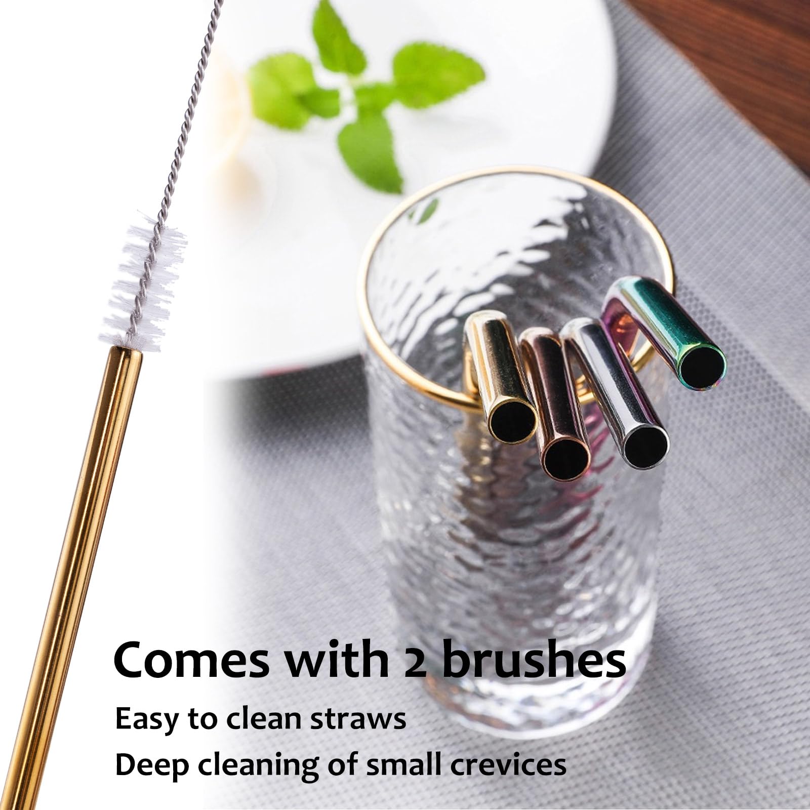 Cannucce In Acciaio Inox Riutilizzabili - 12 Pezzi Con Spazzole, 20.5 Cm, 7 Colori - Foto 4