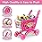 deAO Kids Shopping Cart Trolley for Groceries Toddlers 65 Food Fruit Vegetables Pretend Play Food Role Play Educational Toy Play Kitchen Toys Store Playset (Pink)
