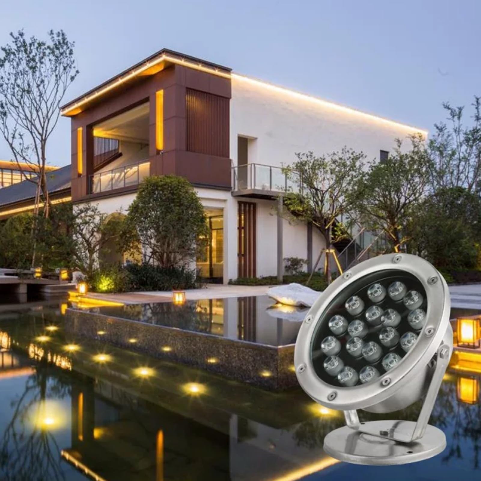 LED Unterwasserleuchte IP68 304 Edelstahl DC24V RGB Wasserstrahler Teichbeleuchtung Brunnenleuchte Garten Springbrunnen Lampe Drehbar 180°/360°