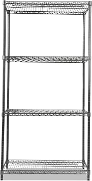 Alera Wire Shelving Starter Kit, Four-Shelf, 36w x 18d x 72h, Black Anthracite