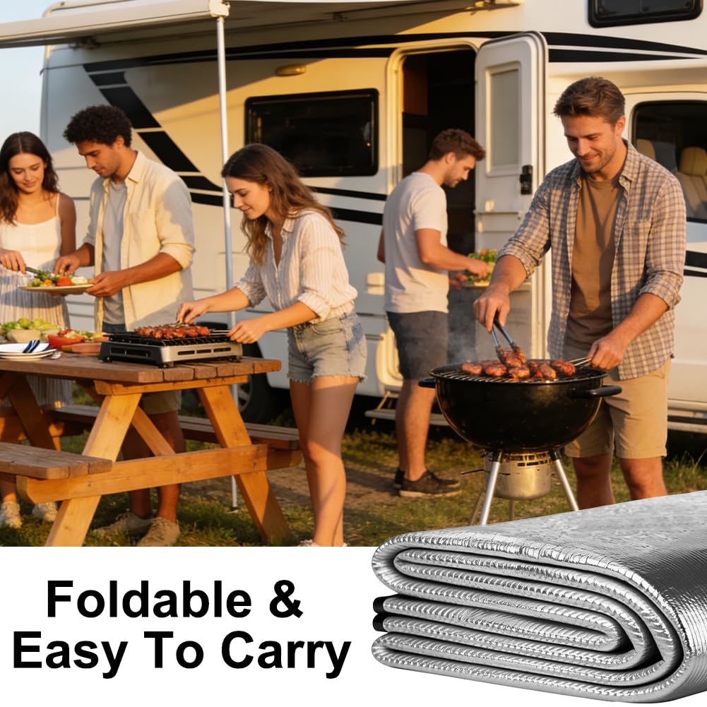 Vicloon Esterilla Aislante De Aluminio Esterilla Camping,Esterilla Aislante de lámina de Aluminio,Alfombra de Suelo Ultraligera Plegable,Resistente al Agua Picnic Espuma Eva Plegable