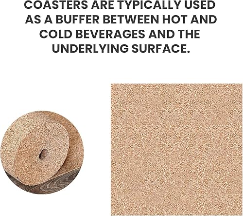 Miniatura 7 de Adhesive Backed Cork for Coasters, Trivets and Art Projects  116 Thick x 4" x 4" Square (100 PC)