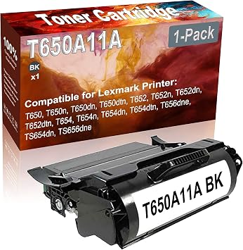 1-Pack Black Compatible T650A11A Printer Toner Cartridge High Capacity fit for T650 T650n T650dn T650dtn T652 T652n T652dn T652dtn T654 T654n T654dn Printer