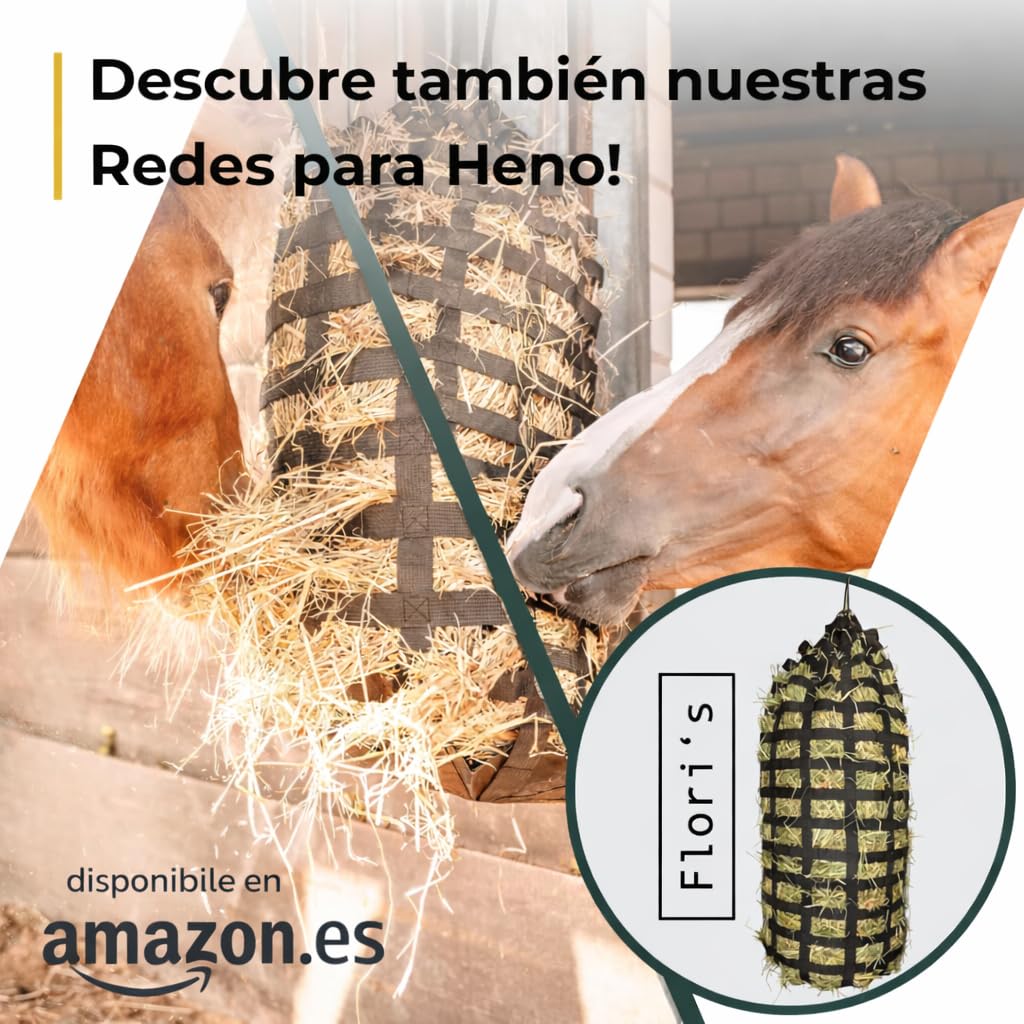 Flori's® Red de heno redonda, diámetro de 150 cm, altura de 150 cm, ancho de malla 4,5 x 4,5 cm, red de heno estable para caballos para alimentación adecuada a las especies, red redonda adecuada para