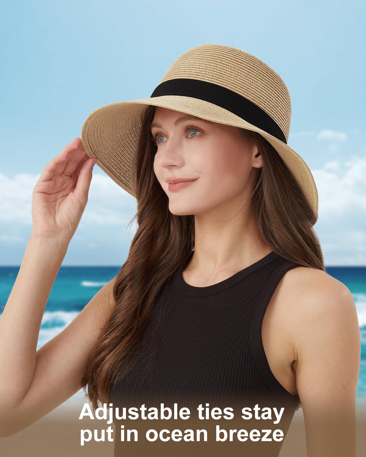 Zylioo S/M/L/XL/XXL Cappelli da sole in paglia per teste grandi, protezione UV, tesa larga, cappello da spiaggia per vacanze estive da donna, Tesa Larga - Beige, XL