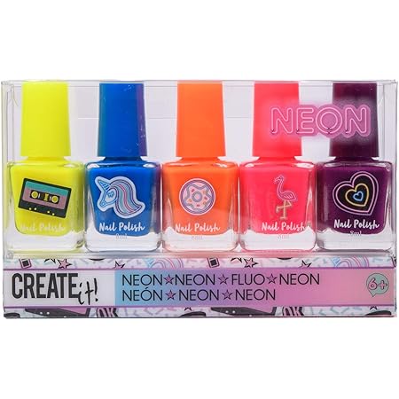 Create It Set 5 Vernis A Ongles Fluo Pour Enfant Fille 84162 Amazon Fr Jeux Et Jouets