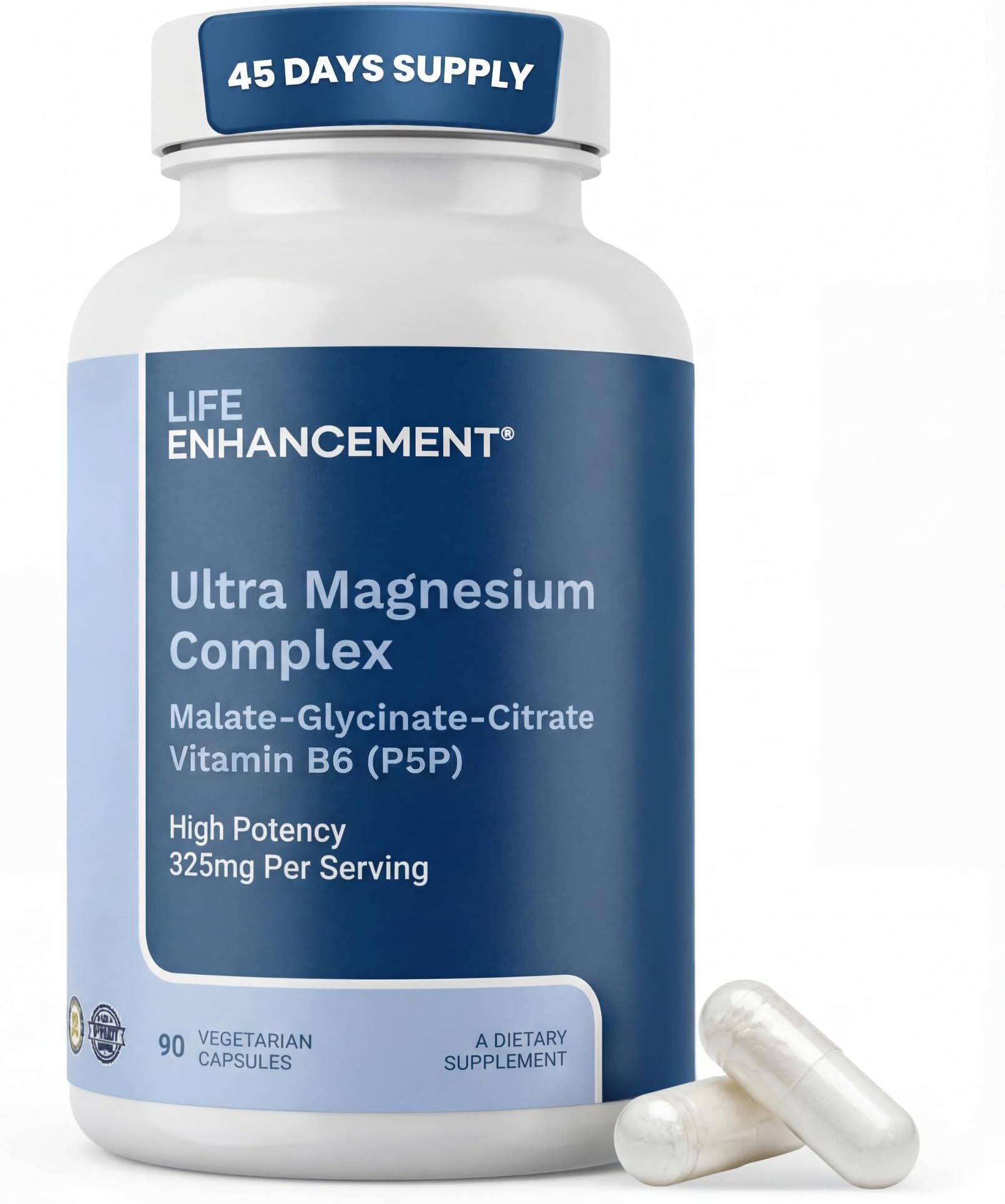 Magnesium Triple Complex Supplement: with Glycinate, Malate, and Citrate. Enhance Sleep and Brain Function Naturally. 90 Capsules