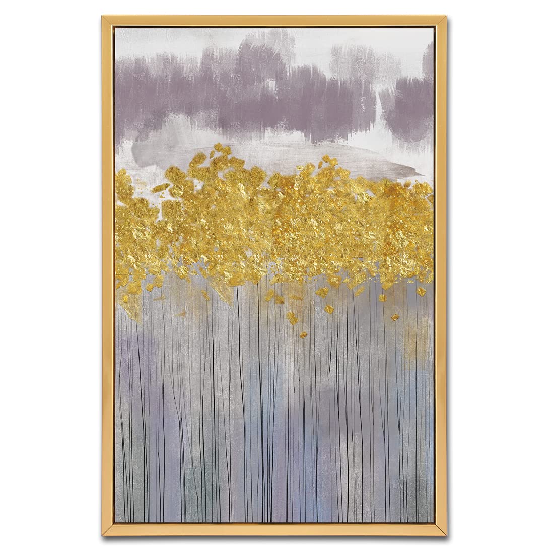 Abstract Wall Art Prints Decor with Gold Frame - Contemporary Neutral Gold Yellow Grey Pictures Modern Artwork Ready to Hang for Home Living Room Bathroom Bedroom Office Decorations 16x24 inches