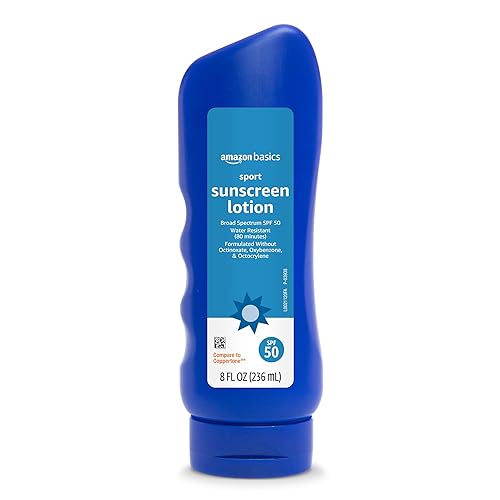 Amazon Basics Sport Sunscreen Lotion SPF 50, Water Resistant (80min),