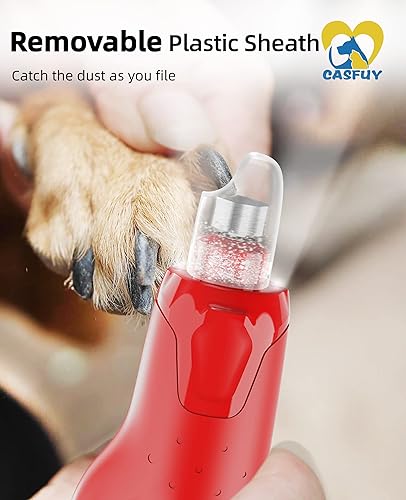 Vista 6 de Casfuy Lima de uñas para perro silenciosa - (45db) Lima de uñas para mascotas de 6 velocidades con 2 luces LED para perros/gatos grandes, medianos