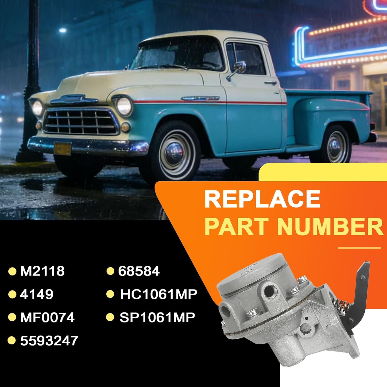 M2118 Mechanical Fuel Pump System Automotive Replacement Compatible with Chevrolet 1500, Bel Air, Corvette, Del Ray, Fleetline, Nomad, One-Fifty Series, Sedan Delivery and other Models