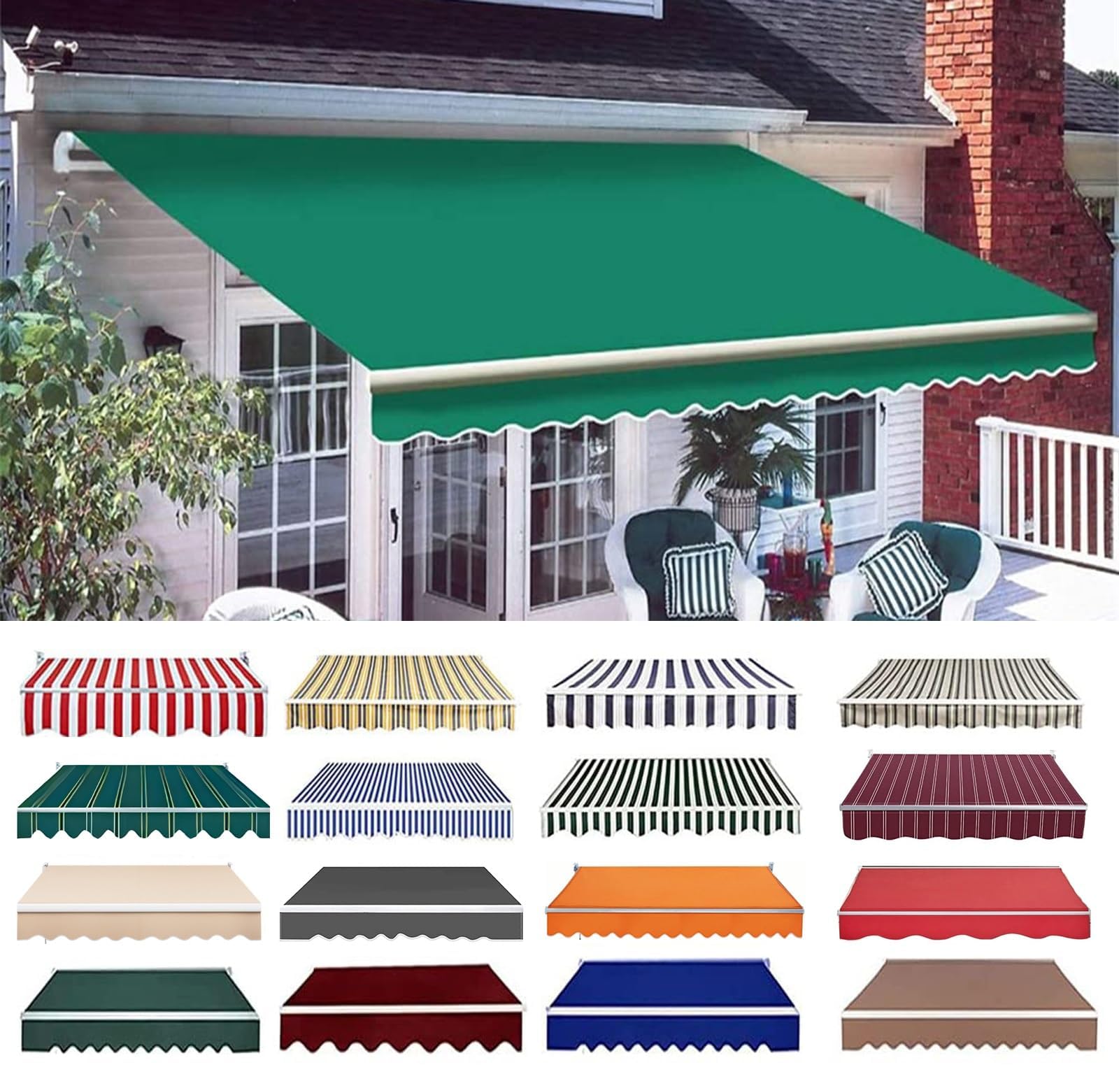 SAYEYBU Retractable Awning Fabric Replacement, Outdoor Sunshade Canopy Awning Cover Uv Protection Waterproof 100% Polyester Sun Shade Shelter for Yard, Deck, Balcony,01,(12x8ft) 3.6x2.5m — image 1
