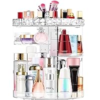 Vista 1 de MISERWE Organizador de maquillaje giratorio de 360°, organizador de maquillaje ajustable DIY, carrusel giratorio con gran capacidad, organizador