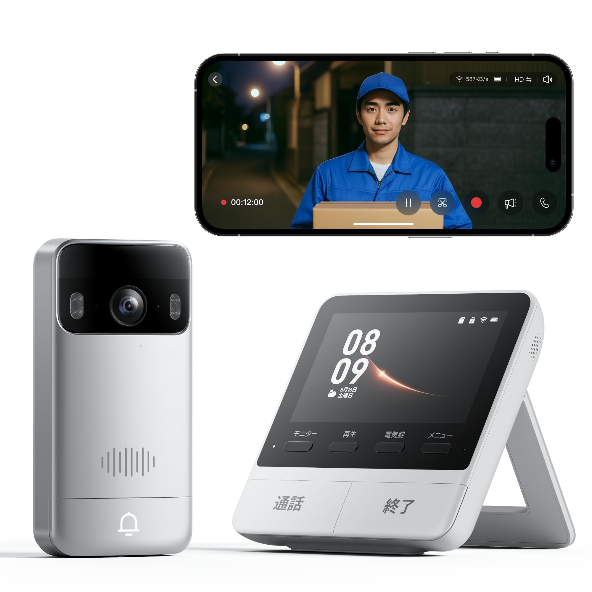 インターホン ワイヤレス 2.4/5 GHz WiFi ドアホン カメラ付き Amazon.co.jp: ZAIDER テレビドアホン ワイヤレス スマホ対応