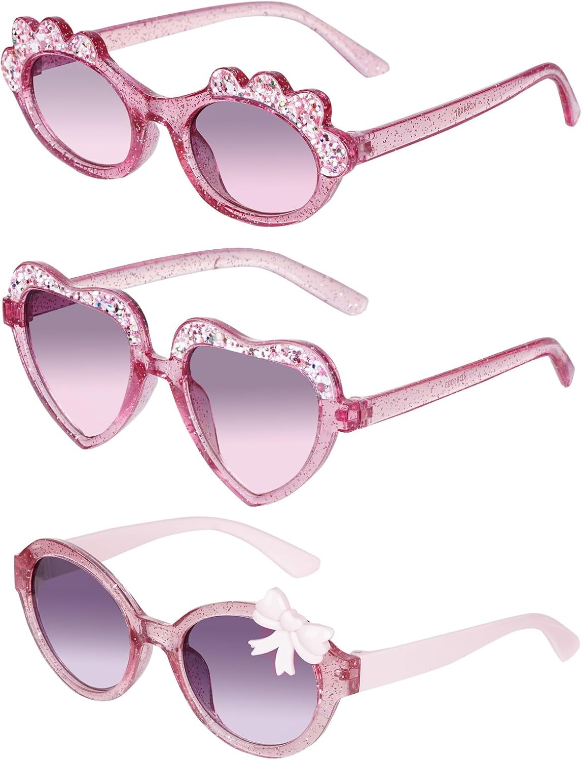 3 Pairs Kids Sunglasses Cute Pink Toddler Girls Sunglasses for Kids Age 3-12 Outdoor Beach Eyewear