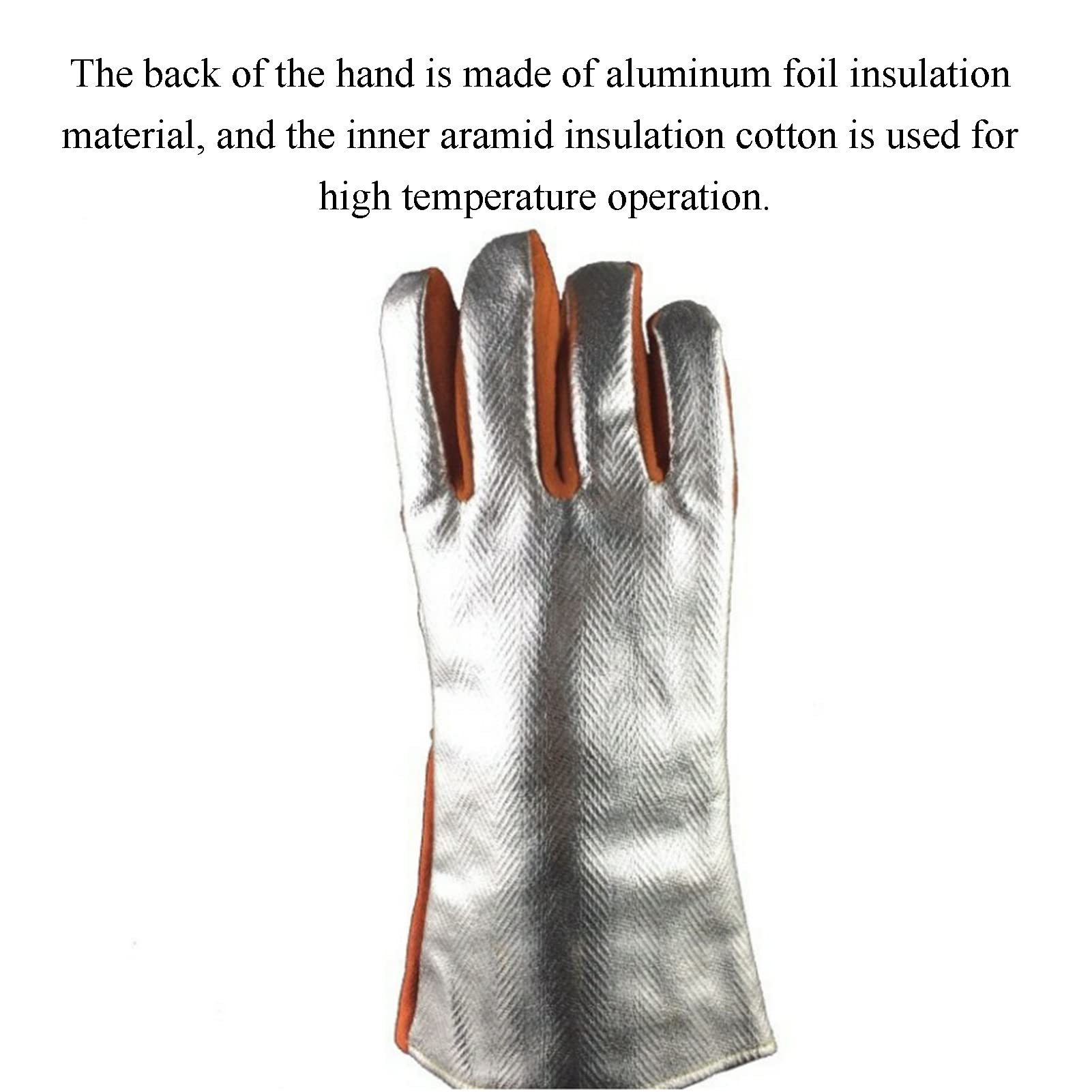 PIWINE Gartenhandschuhe, schnittfeste Handschuhe, feuerfeste Handschuhe, zweilagige wärmeisolierende Handschuhe, Schweißhandschuhe aus Aluminiumfolie, hochtemperaturbeständig for die Metallurgie