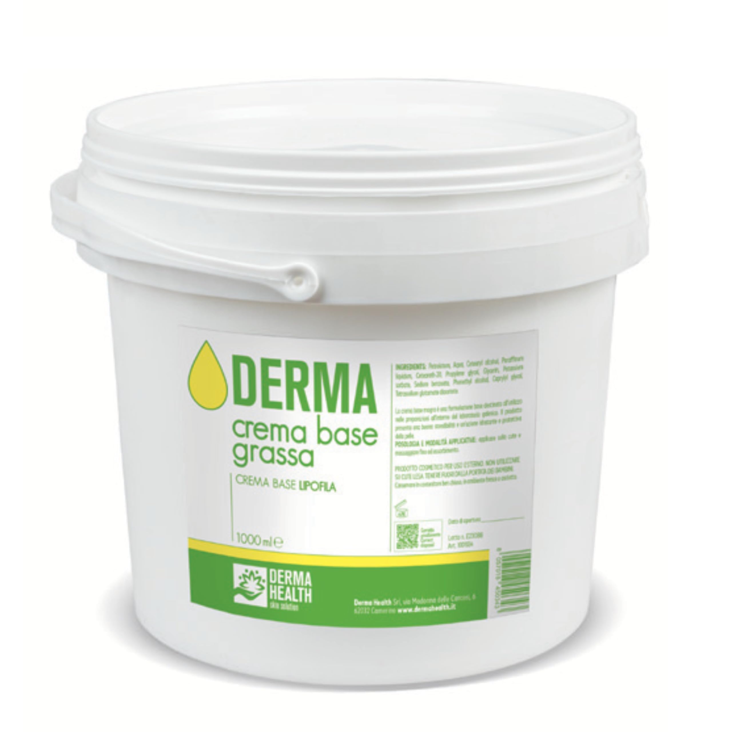Derma Health® Crema Base Lipofila Emulsione Neutra Grassa pura 1 kg, Ideale per uso farmaceutico cosmetico dermatologico Made in Italy