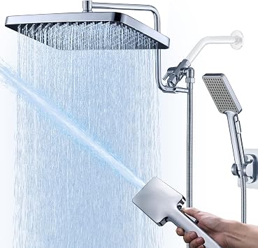 13 Inch Shower Head With Handheld Spray Combo Polished Chrome