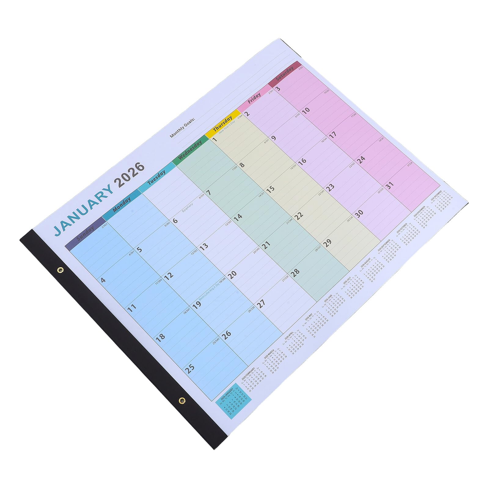 Healeved Grand Calendrier Mural Planning Mensuel Vertical Agenda Annuel Fériés Suspendre Bureau Maison