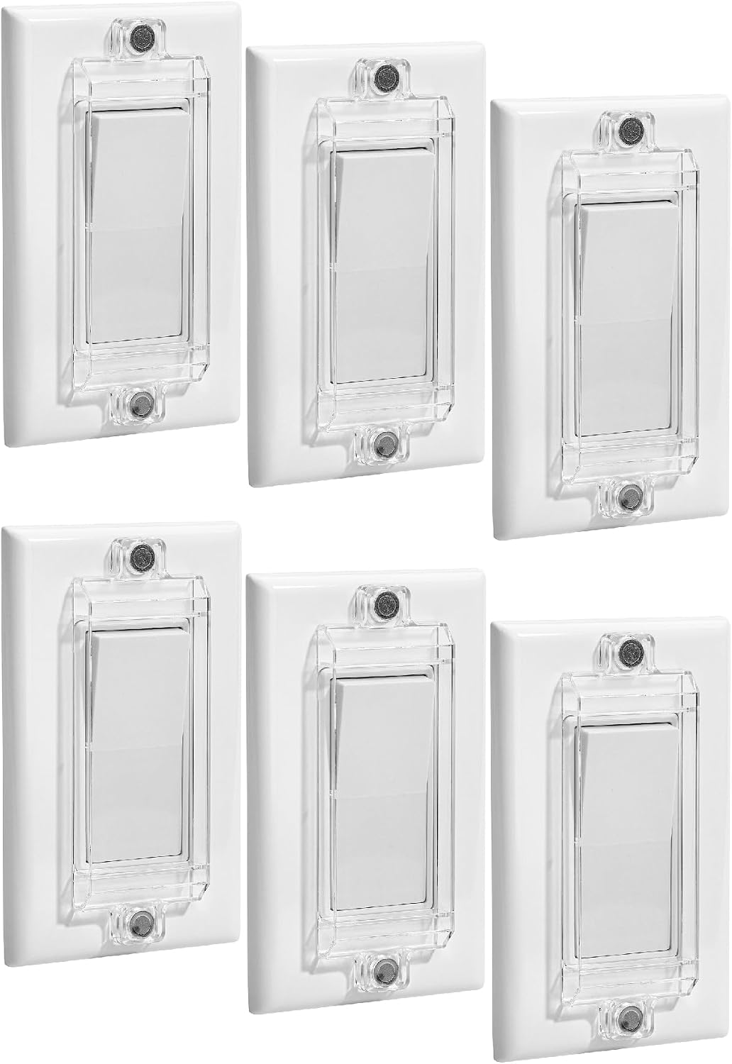 Bates- Magnetic Light Switch Guard, 6 Pack, Clear, Child Proof Light Switch Cover Child Proof