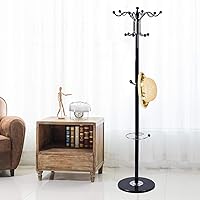 Vista 8 de Perchero de metal independiente, percheros con 16 ganchos, base de mármol, perchero para sombrero, perchero de metal, para dormitorio, sala de Blanco