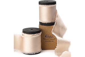 Ribbli Light Champagne Silk Ribbon 1.5 Inch x 12 Yard Ribbon for Wedding and Decor