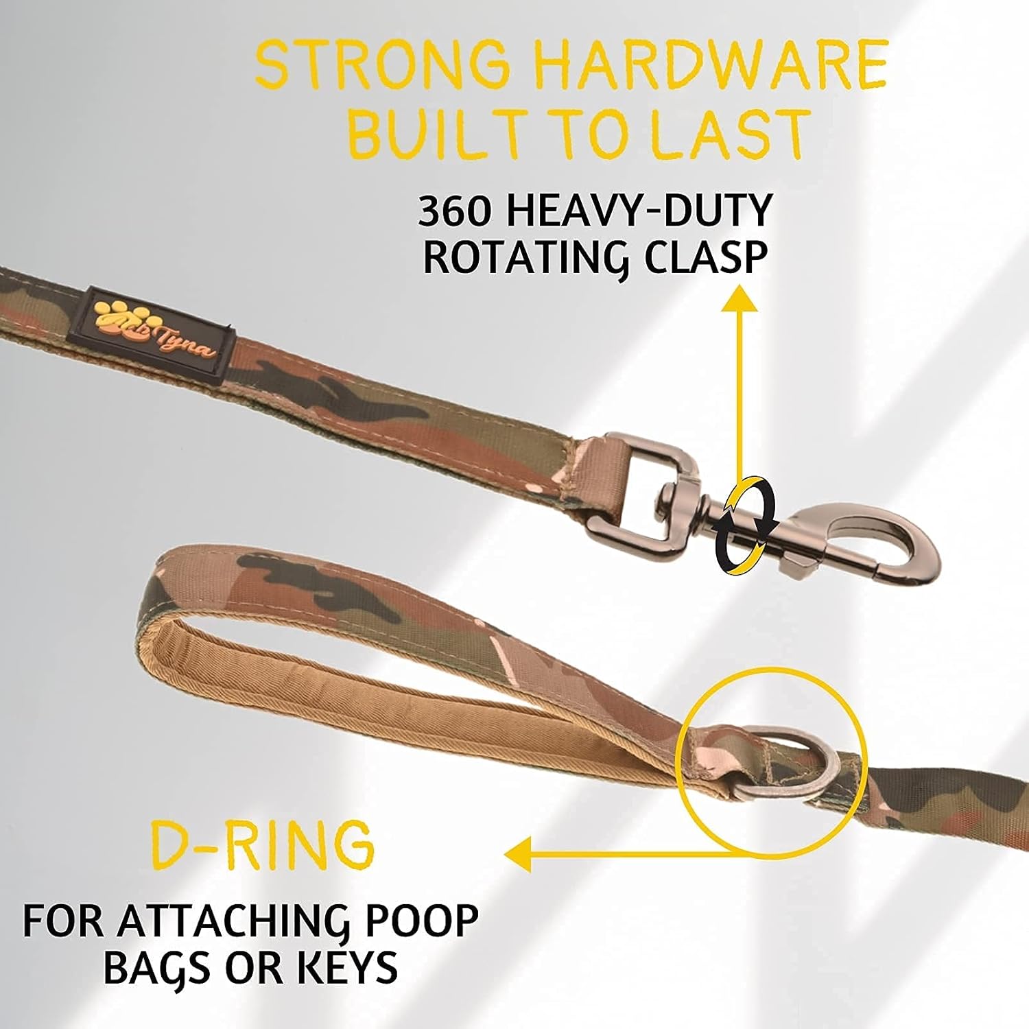 Camo Bungee Dog Leash and Collar Set for Large Dogs