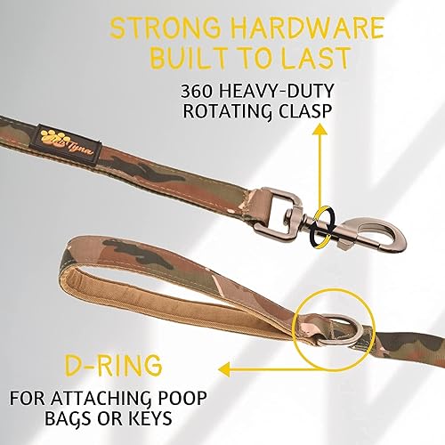 Miniatura 4 de ADITYNA Correa táctica elástica para perro de 6 pies - 7.5 pies – Correa de absorción de golpes con 2 asas acolchadas, cierre de metal, cinturón de