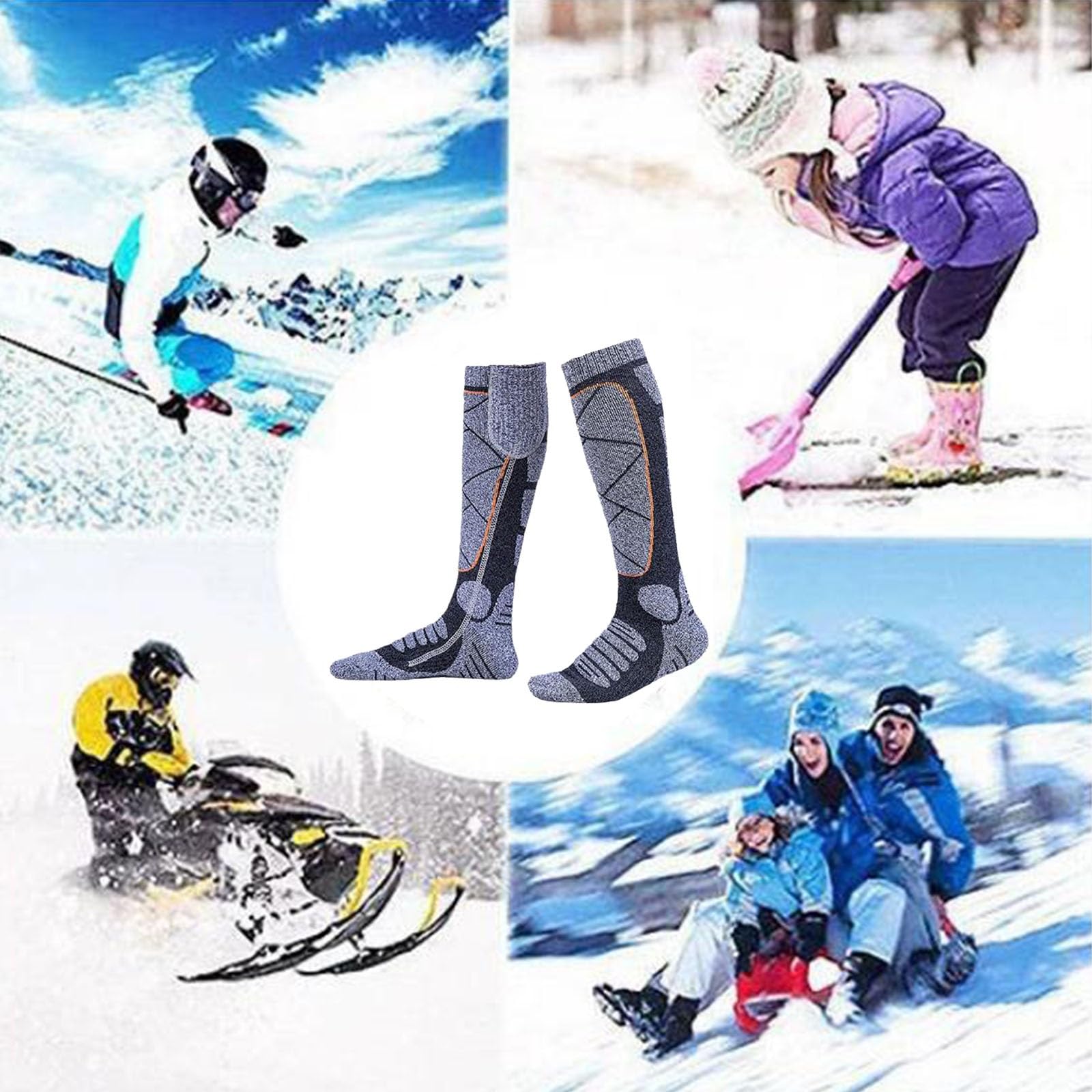 Calze Riscaldabili Elettrici, 5000mAh Calze Riscaldate Ricaricabili con 3 Temperature, Calzini Termici Lavabili, per Sci, Inverno, Caccia, Campeggio