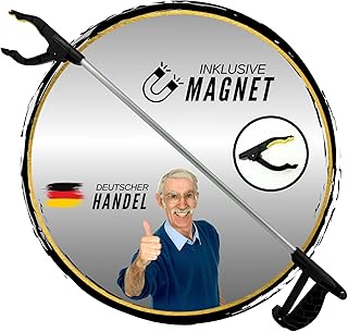 Aluminium Greifzange mit Magnet I Greifhilfe Metall Greifer Picking Aid für Senioren Müll Müllzange Küche Alltagshelfer lang