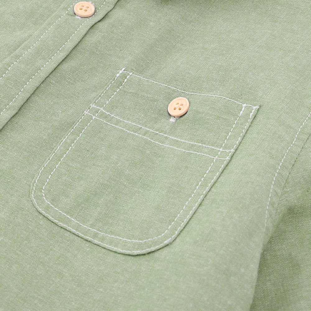 Spring&Gege Boys' Long Sleeve Chambray Shirt Casual Cotton Woven Button Down Shirt with Two Pockets - Image 5