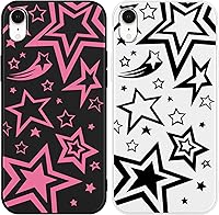 Vista 56 de Paquete de 2 Fundas Lindas y Geniales de Estrellas Negras para iPhone 7/8 / SE 2020 / SE 2022 de 4.7 Pulgadas, Funda Estética, Antiarañazos