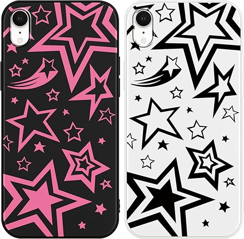 Paquete de 2 fundas para iPhone XR de 6.1 pulgadas, diseño de patrón estético duradero, antiarañazos, suave, delgada, flexible, protectora, a prueba