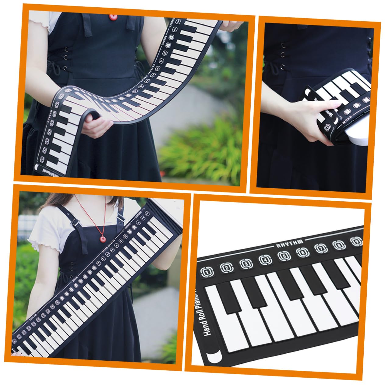 Pianola Arrotolabile in Silicone 49 Tasti, Tastiera Pieghevole | Nero, Altoparlante Integrato, Abs e Componenti Elettronici, per Ragazzo Ragazza e Adulti, Formato Portatile