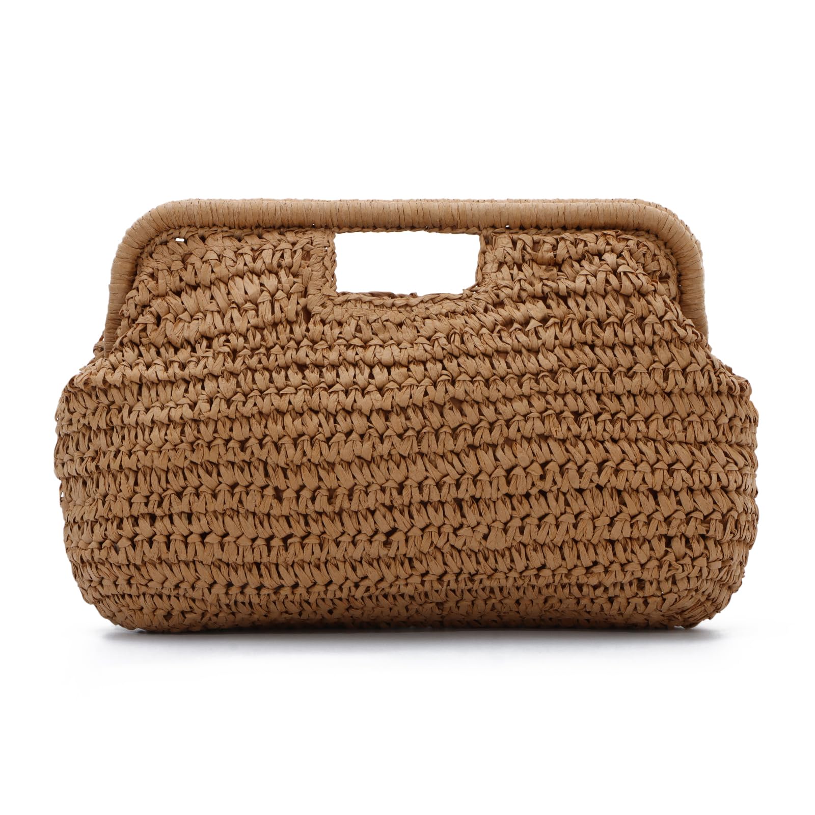 EVEOUT Clutch de Rafia Trenzada para Mujer Verano Cartera de Mano Rafia para Playa Vacaciones Boho Bolso Paja Tejido para Fiesta Bodas