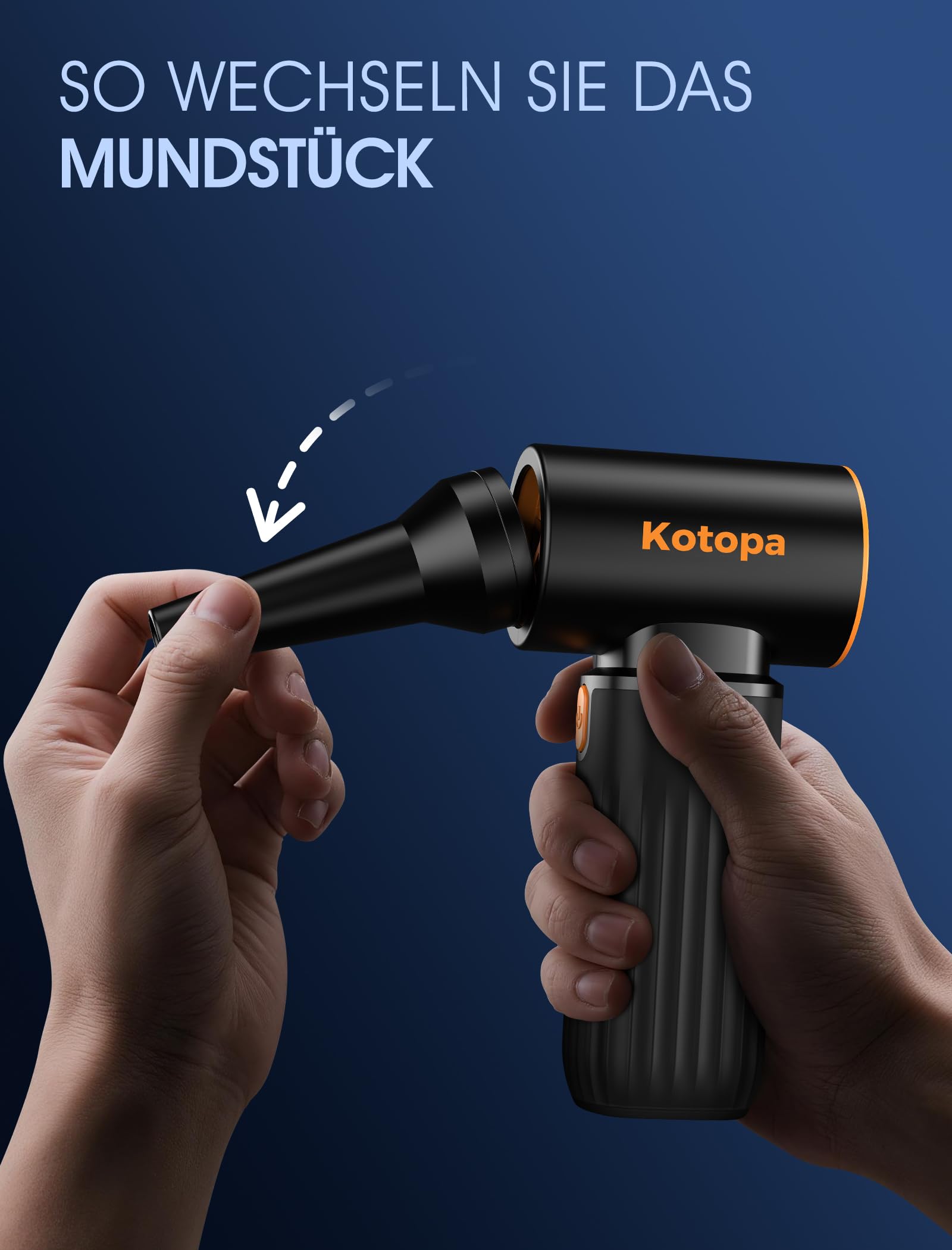 Kotopa Elektrische Staubgebläse 3 Gang 200000 RPM 8000 mAh Akku Ultraleise Druckluft PC Reinigungsset Schwarz