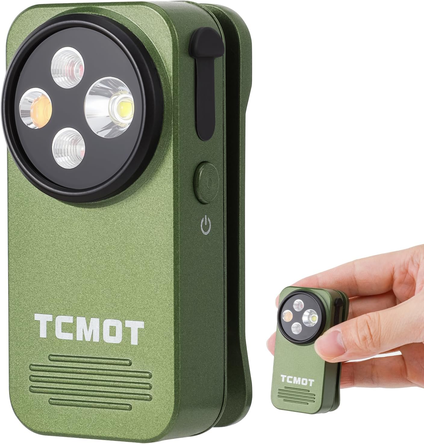 EDC Flashlight Clip-on Light, Rechargeable 600 Lumens with Type-C, IPX6 Waterproof, Portable Mini Magnetic Keychain Flash Lights for Signaling, Cycling, Outdoor or Emergency, Green