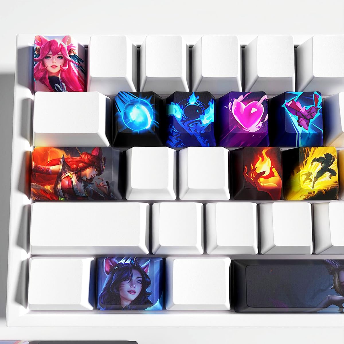 Keycaps Set for League of Legends Gaming Skill 12 Keys Keycap Set OEM Profile for MX Mechanical Gaming Keyboards (Ahri)