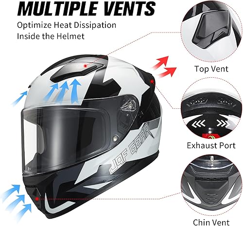 Miniatura 4 de Casco de motocicleta de cara completa WS-607 aprobado por el DOT, casco de moto de carreras de calle para adultos con visera