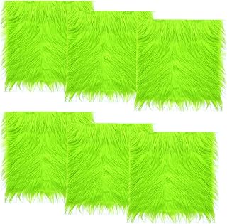 Faux Fur Fabric Christmas Winter Squares Shaggy Fur Fabric Patches Green 10x10 Inch for DIY Craft Hobby Halloween Winter Costume Decoration
