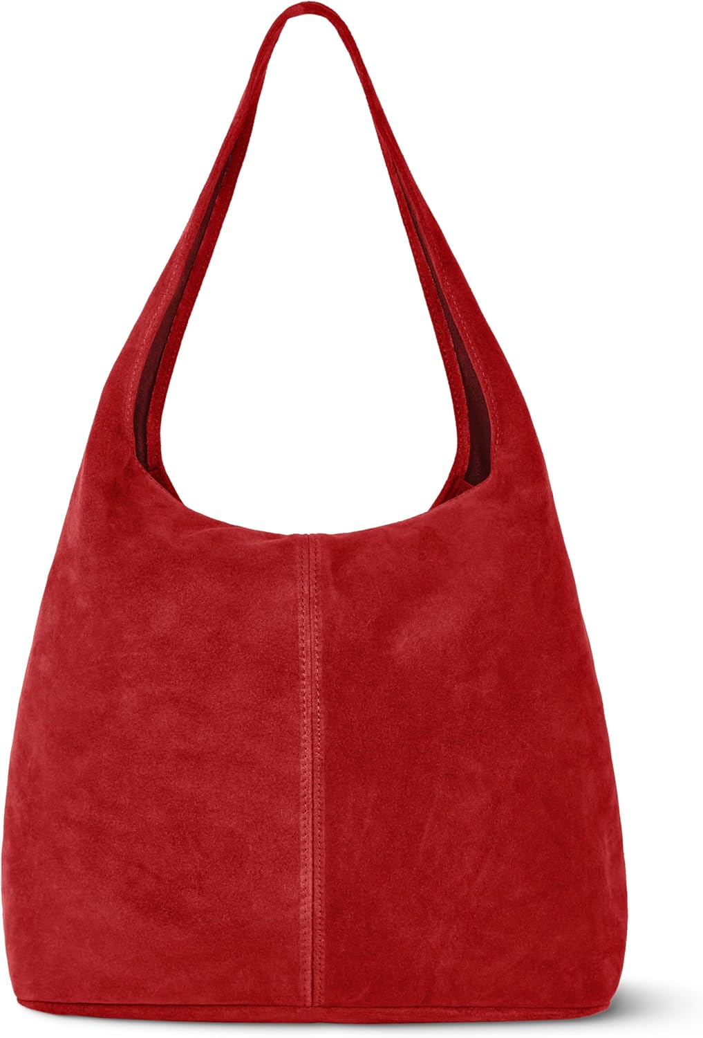 Italian Genuine Suede Hobo Bag for Women with Zipper and Single Strap | Large Soft Slouchy Shoulder Handbag Purse