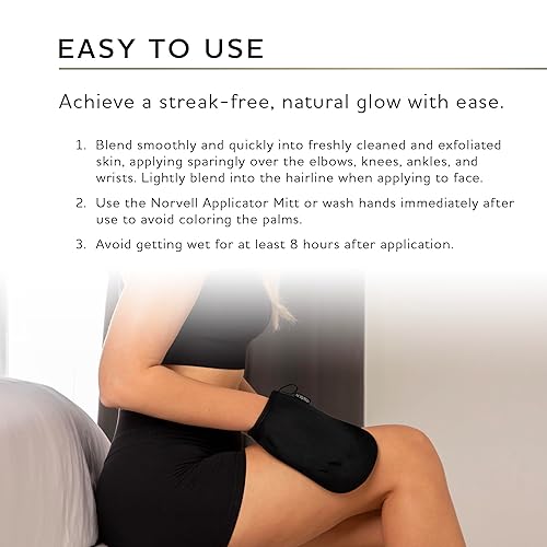 Miniatura 7 de Norvell Essentials Self Tanner Water Mousse, 5.8 onzas líquidas, frambuesa y almendra, espuma autobronceadora ligera para sin rayas, bronceado falso