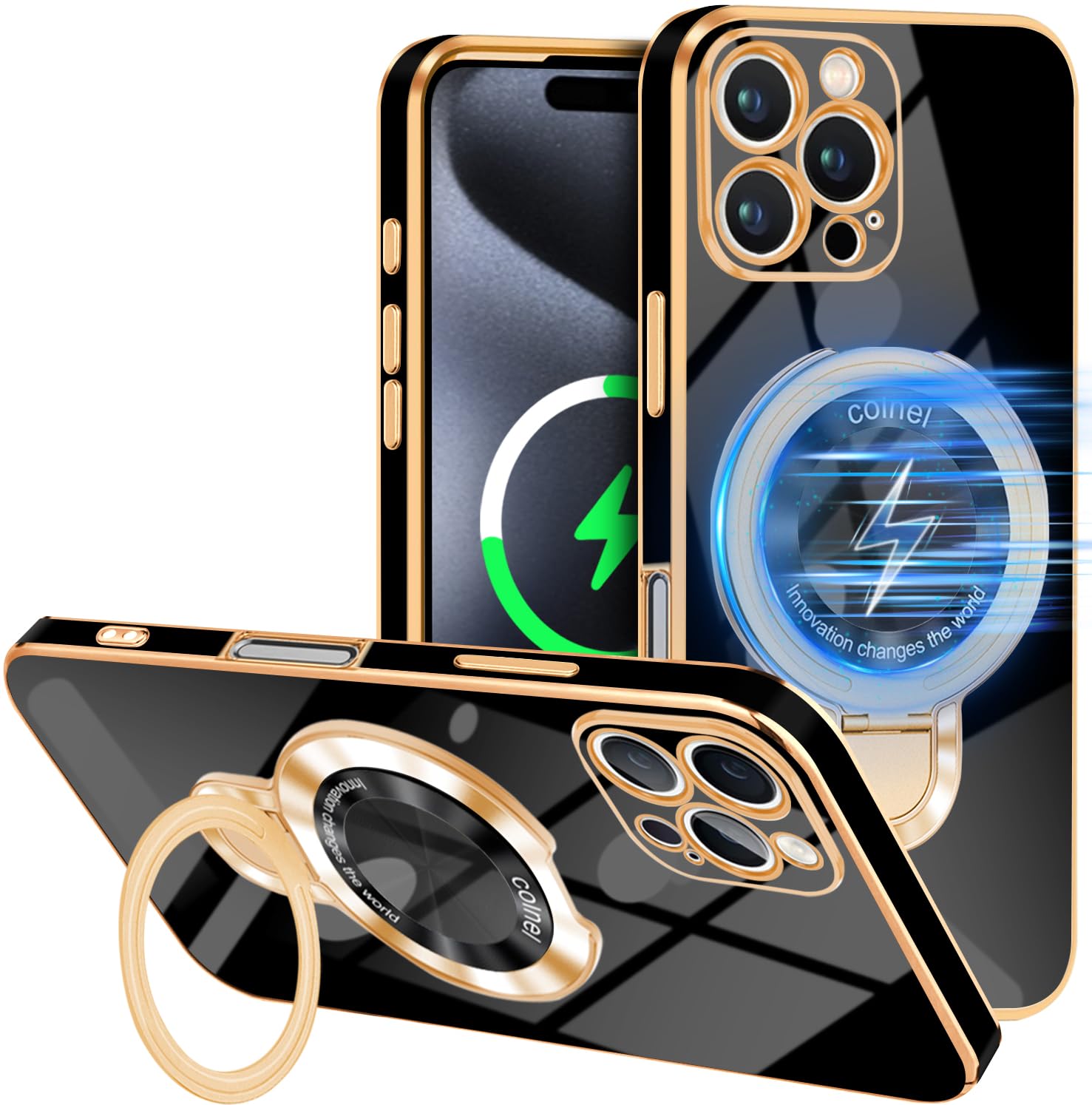 iPhone 16 Pro Max ケース TPU Magsafe対応 リング付き 多機能スタンド 液状シリコン iphone 16 pro max カバー スタンド内蔵 縦横両対応 米軍MIL規格 耐衝撃 落下・すり傷防止 衝撃吸収 薄型 超軽量 黄変なし ストラップホール付き サラサラ触り心地 車載ホルダーアイフォン 16 プロマックス スマホケース
