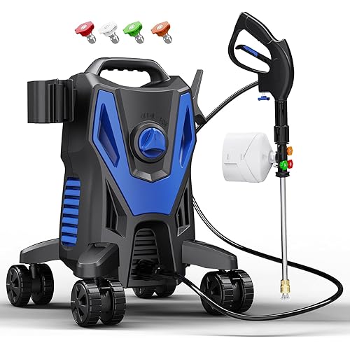 4800PSI PowerWasher with 4 Quick Connect Nozzles, Foam Cannon for Car, Lane, Patio Cleaning