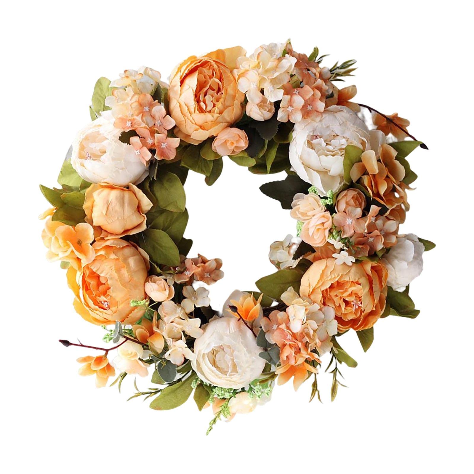 Ghirlanda di Peonie da 40 Cm, Ghirlanda Primaverile, Ghirlanda Floreale Artificiale, Decorazioni Natalizie da Appendere Fatte a Mano, E